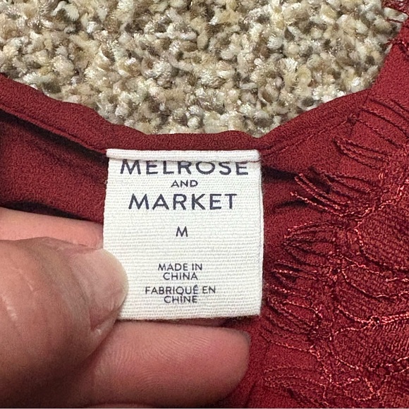 Melrose and Market Burgundy Lace Top - Picture 6 of 10
